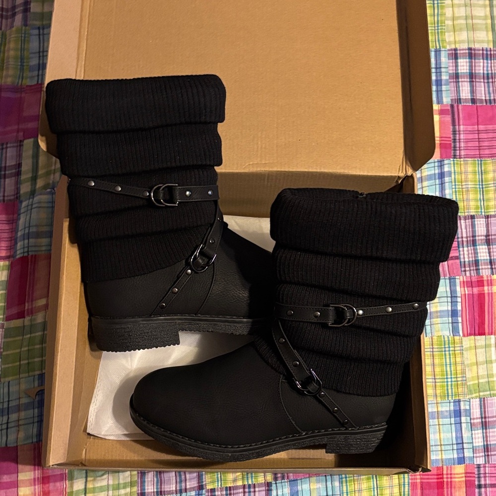 Black Ankle Boots with Buckle Detail